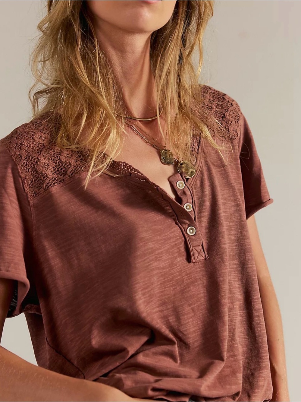 Free People Heirloom Henley in Canyon Sunset